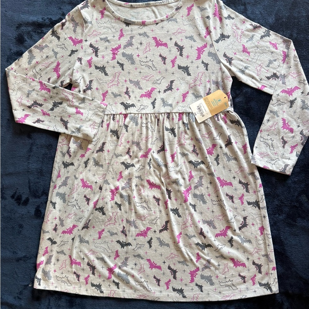 Bat Print Long Sleeve Dress